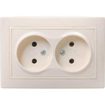 Розетка 2-м СП Кварта 10А IP20 без заземл. без защ. шторок крем. GENERICA ERK23-K33-10-DM изображение, фото