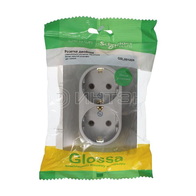 Розетка 2-м СП Glossa 16А IP20 250В с заземл. в сборе платина  Systeme Electric GSL001224 изображение, фото