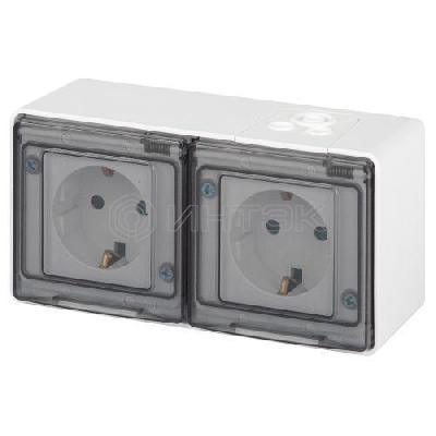 Розетка Эксперт 11-2504-01 2х2P+E гориз. IP55 шторки 16А-250В ОУ бел. Эра Б0063262 изображение, фото
