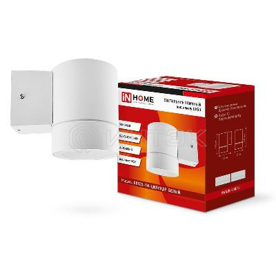 Светильник НБУ ЦИЛИНДР-1xGX53-WH 16Вт IP65 230В уличный настен. односторон. под лампу 1хGX53 алюм. бел. IN HOME 4690612023502 изображение, фото