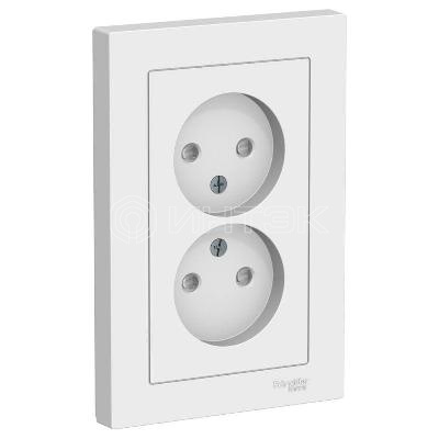 Розетка двойная AtlasDesign без заземл. со шторками16А в сборе лотос Systeme Electric ATN001322 изображение, фото