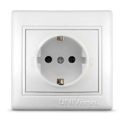 Розетка 1-м СП Севиль 16А IP20 с заземл. бел. UNIVersal С0028 изображение, фото