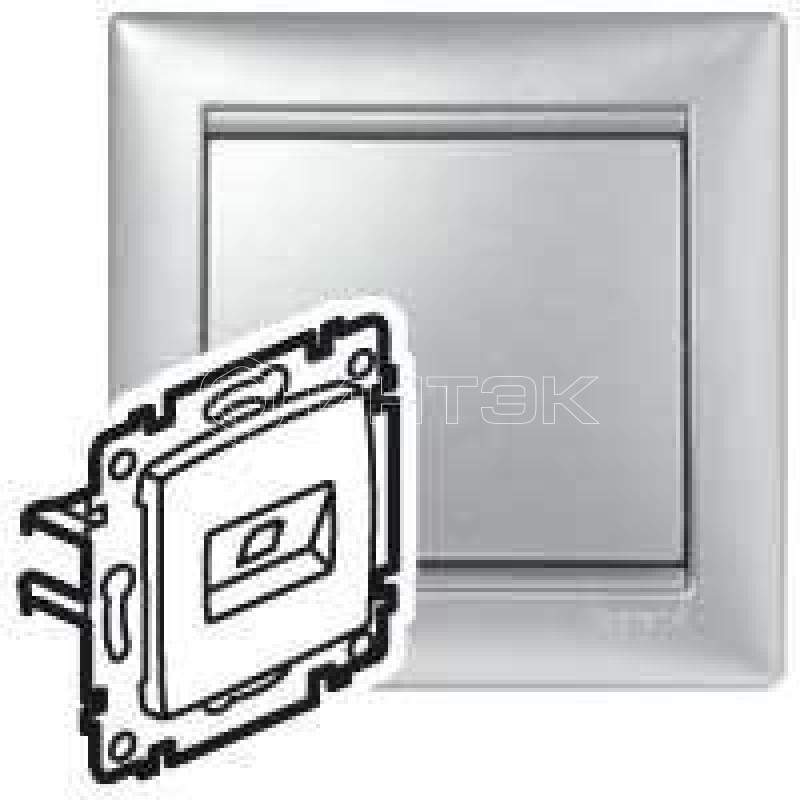 Розетка компьютерная 2-м СП Valena RJ45 кат.6 FTP на винтах механизм алюм. Legrand 770233 изображение, фото