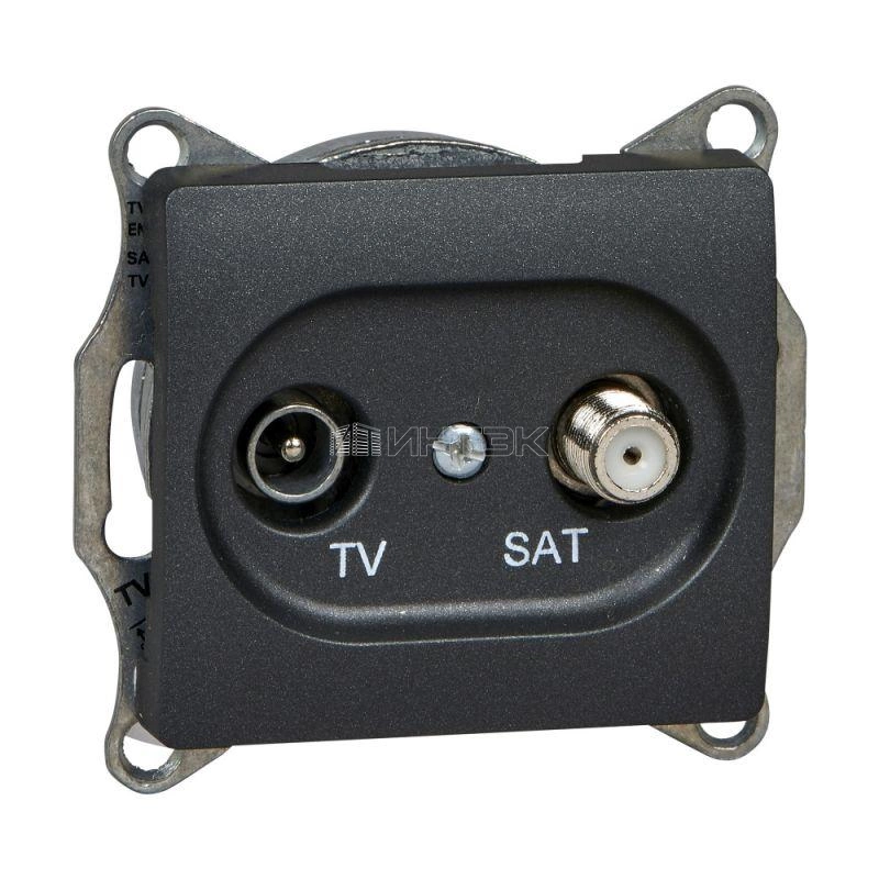 Розетка телевизионная оконечная TV/SAT Glossa 1дБ механизм антрацит Systeme Electric GSL000797 изображение, фото