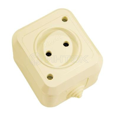 Розетка 1-м ОП 10А IP44 без заземл. п/герм. крем. Makel 18206 изображение, фото