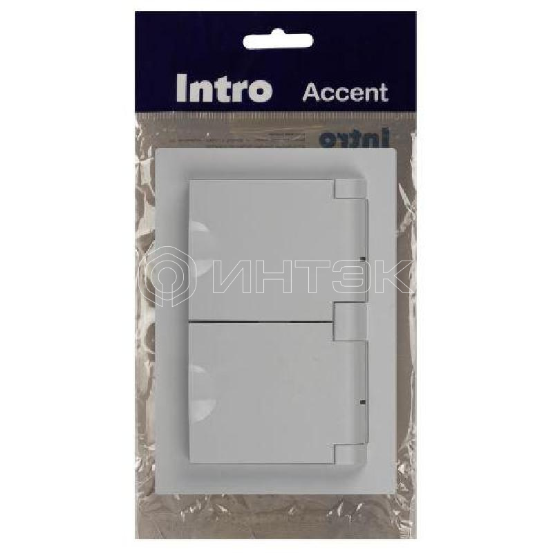 Розетка 2-м СП Accent 6-210-01 16А IP44 250В 2P+E Schuko с крышками защ. шторки AL/CU бел. Intro Б0063577 изображение, фото