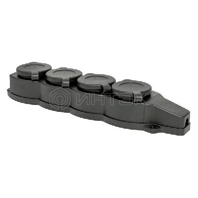 Колодка 4-м 16А IP44 2P+PE 230В с защ. крышками каучук Basic EKF RPS-020-16-230-44 изображение, фото