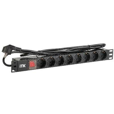 Блок розеток 8 мест PDU (немец. станд.) PH12-8D1-P 19дюймов DIN49440 с LED выкл. ПВХ 1U шнур 2м ITK PH12-8D1-P изображение, фото
