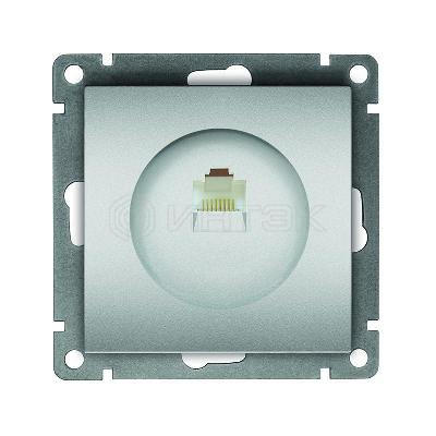 Розетка компьютерная 1-м СП Афина RJ45 кат.5E механизм серебр. Universal A0051-S изображение, фото