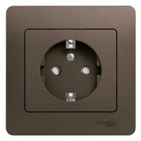 Розетка 1-м СП 1мод. Glossa 16А IP20 с заземл. защ. шторки в сборе шоколад Systeme Electric GSL000844 изображение, фото