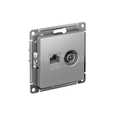 Розетка компьютерная + телевизионная 2-м СП AtlasDesign RJ45 кат.5E + TV механизм алюм.  Systeme Electric ATN000389 изображение, фото