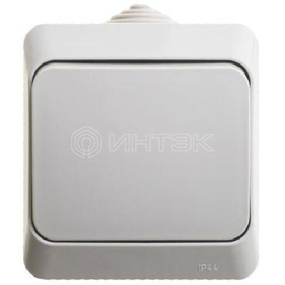 Выключатель кнопочный 1-кл. ОП Этюд 10А IP44 10AX с самовозвратом сер.  Systeme Electric KA10-041C изображение, фото