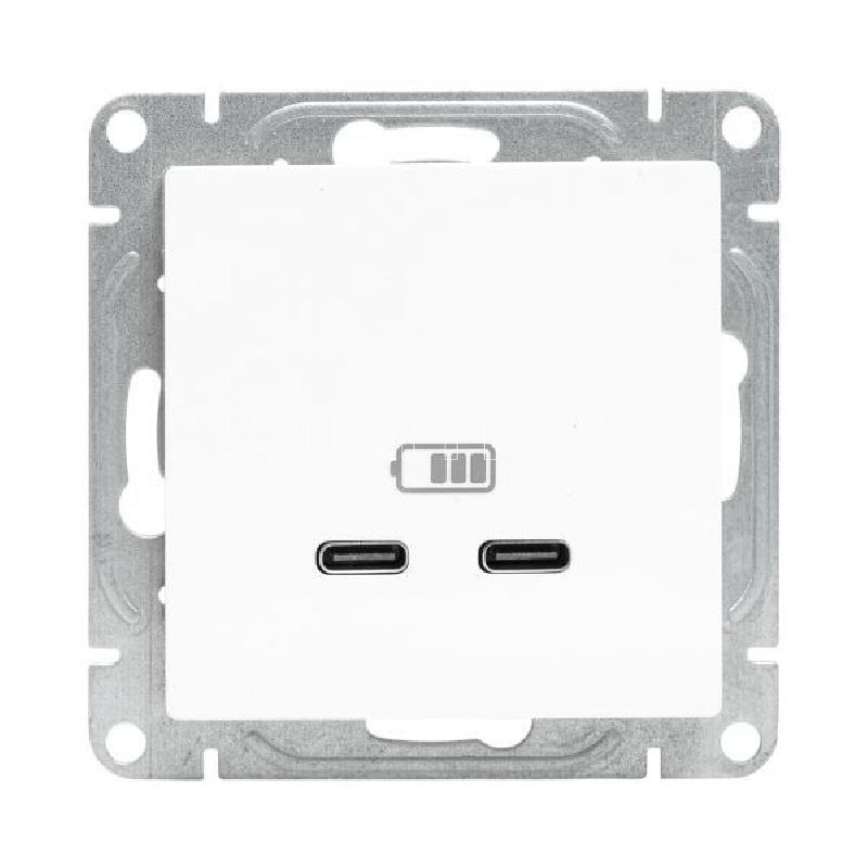 Розетка 2-м СП Эпика USB-C механизм бел. EKF UP1-SOW-2USBC изображение, фото