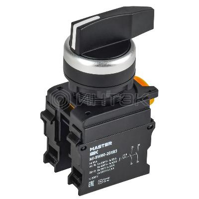 Переключатель 3 полож. 2НО длин. ручка черн. MASTER IEK MI-SW60-20XB3-4-25-3-K02 изображение, фото