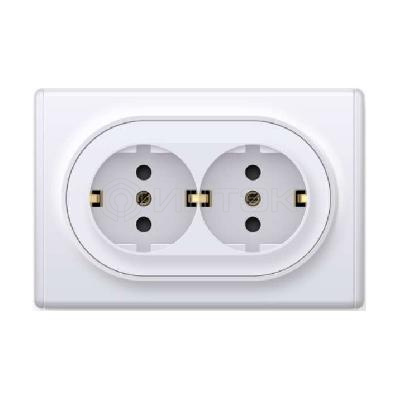 Розетка 2-м СП Florence 16А IP20 с заземл. винт. контакты бел. 1E10401300 OneKeyElectro 2172767 изображение, фото