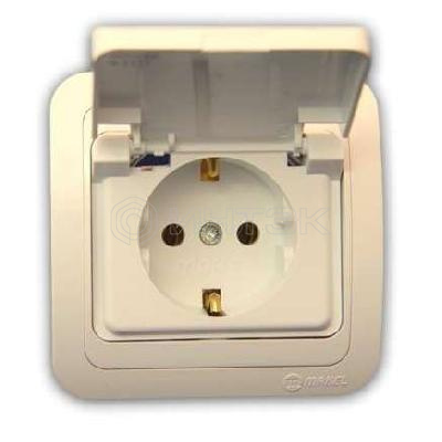 Розетка 1-м СП Mimoza 16А IP20 с крышкой керамика крем./крем. Makel 25009 изображение, фото