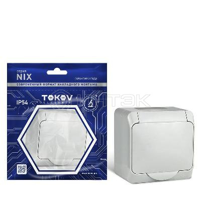 Розетка 1-м ОП Nix 16А IP54 250В с заземл. с крышкой сер. TOKOV ELECTRIC TKE-NX-R1Z-C06-IP54 изображение, фото