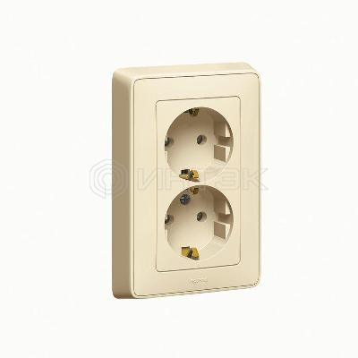 Розетка 2-м СП Cariva 16А IP20 2х2P+E немецк. стандарт сл. кость (DIY-упак.) Legrand 695918 изображение, фото
