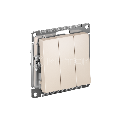 Выключатель 3-кл. СП AtlasDesign 10А IP20 (сх. 1+1+1) 10AX механизм беж.  Systeme Electric ATN000231 изображение, фото