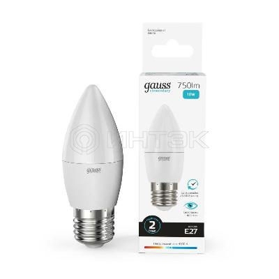 Лампа светодиодная Elementary 10Вт свеча 4100К нейтр. бел. E27 750лм GAUSS 30220 изображение, фото
