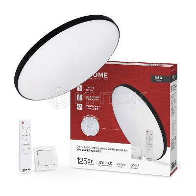 Светильник светодиодный NEO SIMPLE-125RC-BL 125Вт 3000-6500К 10000лм 230В 460х67мм с пультом ДУ черн. IN HOME 4690612060934 изображение, фото