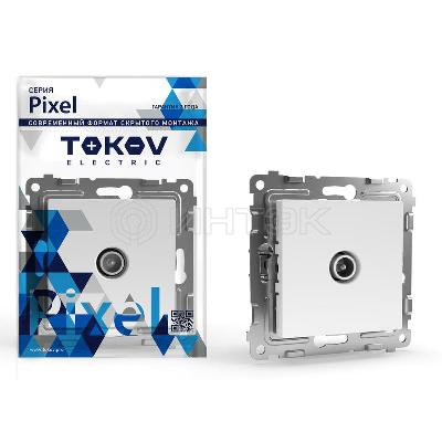 Розетка TV оконечная СП Pixel 1DB механизм бел. TOKOV ELECTRIC TKE-PX-A1O-C01 изображение, фото
