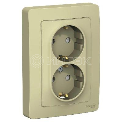 Розетка 2-м СП Blanca 16А IP20 250В с заземл. защ. шторки беж.  Systeme Electric BLNRS001127 изображение, фото