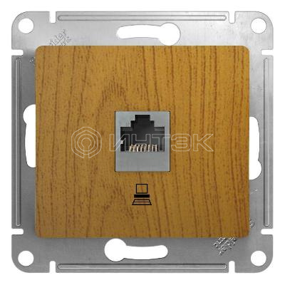 Розетка компьютерная 1-м СП Glossa RJ45 кат.5E механизм дерево дуб Systeme Electric GSL000581K изображение, фото