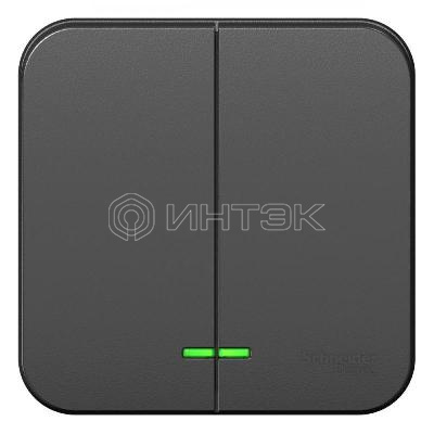 Выключатель 2-кл. ОП Blanca 10А IP20 (сх. 5) 250В с подсветкой антрацит Systeme Electric BLNVA105106 изображение, фото