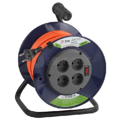 Удлинитель на пластик. катушке 4х40м без заземл. 10А IP20 RPx-4s-2х1.0-40m ПВС 2х1 Эра Б0043051 изображение, фото