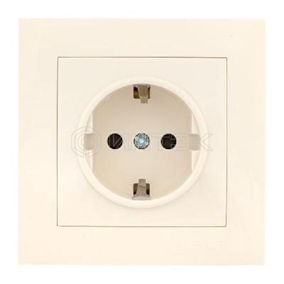 Розетка 1-м СП Валенсия 16А IP20 с заземл. защ. шторки крем. PROxima EKF EWR16-028-20 изображение, фото