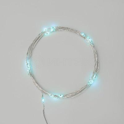 Гирлянда светодиодная "Роса" 2м 20LED голуб. 2Вт 4.5В IP20 провод прозр. элементы питания 2хCR2032 (в компл.) Neon-Night 303-003 изображение, фото