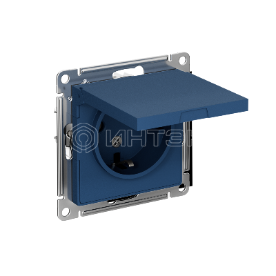 Розетка AtlasDesign 16А IP20 с заземл. защ. шторки с крышкой механизм аквамарин  Systeme Electric ATN001146 изображение, фото