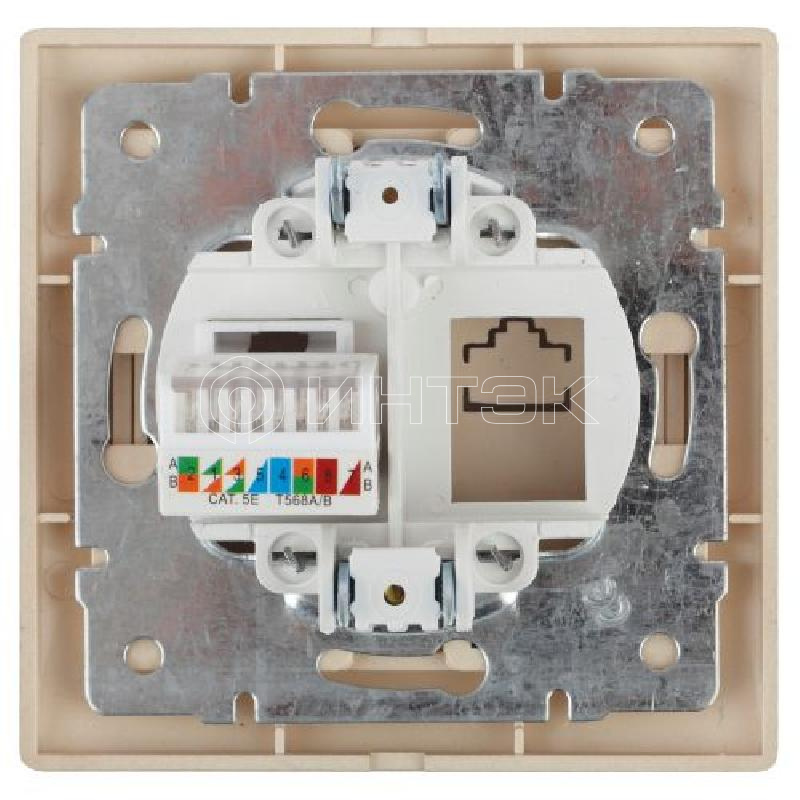 Розетка компьютерная 1-м СП Plano 1-303-02 RJ45 IP20 сл. кость Intro Б0027622 изображение, фото
