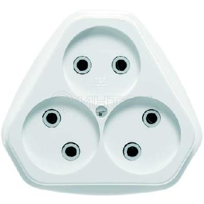 Розетка 3-м СП РС10-394 10А IP20 бел. Кунцево 5928 изображение, фото