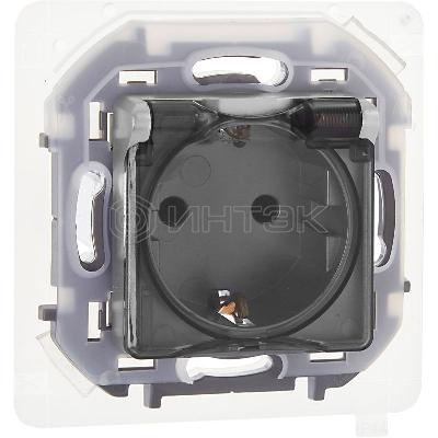 Розетка 1-м СП Inspiria 16А IP44 250В 2P+E защ. шторки с крышкой немецк. стандарт механизм алюм. IEK 673742 изображение, фото
