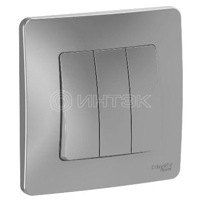 Выключатель 3-кл. СП Blanca 10А IP20 (сх. 1+1+1) 250В алюм.  Systeme Electric BLNVS100503 изображение, фото