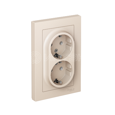 Розетка 2-м СП AtlasDesign 16А IP20 с заземл. в сборе беж.  Systeme Electric ATN000224 изображение, фото