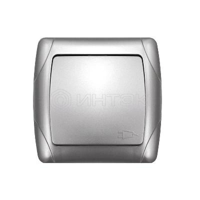 Розетка 1-м СП Маргарита 16А IP20 с заземл. с крышкой серебр. UNIVersal М0029-S изображение, фото