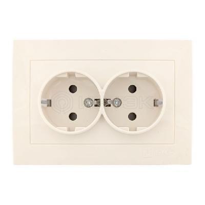 Розетка 2-м СП Валенсия 16А IP20 с заземл. защ. шторки крем. PROxima EKF EWR16-128-20 изображение, фото