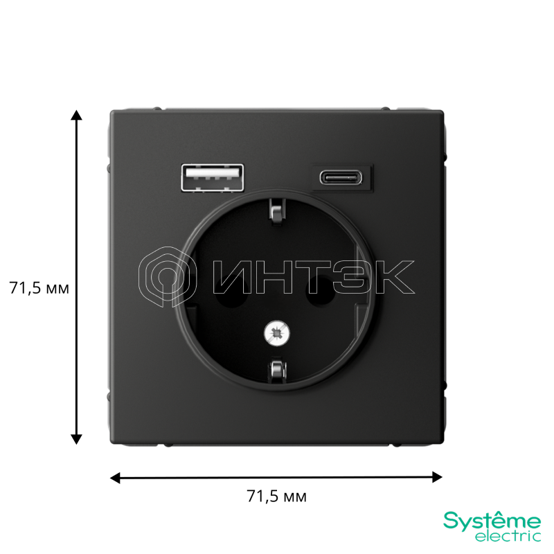 Розетка ArtGallery 16А с 2-мя заряд. устройствами USB A+C 5В/2.4А/3А 2х5В/1.5А механизм базальт Systeme Electric GAL001432 изображение, фото