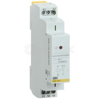 Реле промежуточное OIR 1 конт. (16А) 24В AC/DC IEK OIR-116-ACDC24V изображение, фото