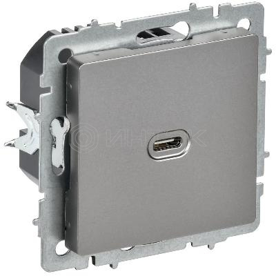 Розетка СП BRITE РЮ12-1-БрС USB C 65Вт высокоскор. заряд. сталь IEK BR-U13-065-K46 изображение, фото
