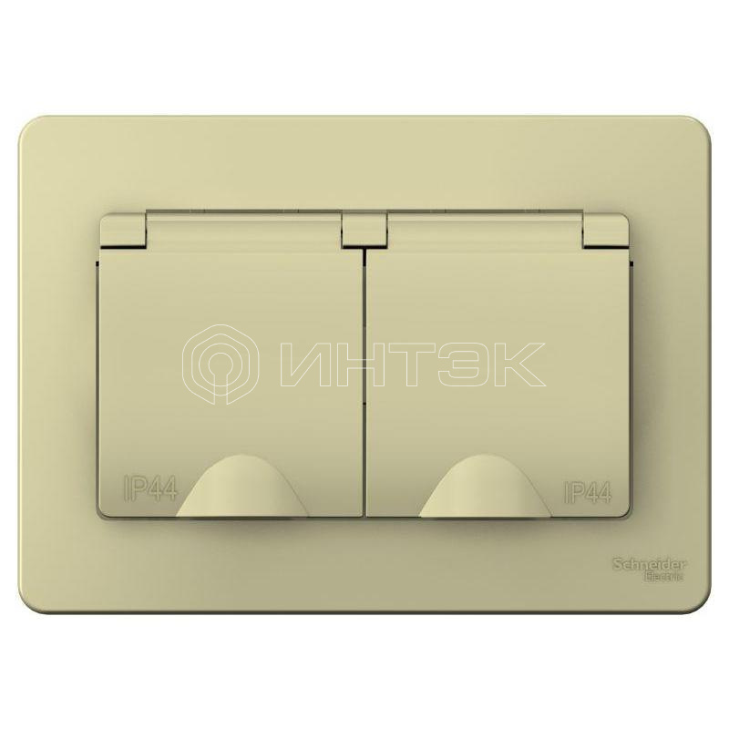 Розетка 2-м СП Blanca 16А IP44 250В с заземл. защ. шторки с крышкой беж.  Systeme Electric BLNRS441127 изображение, фото