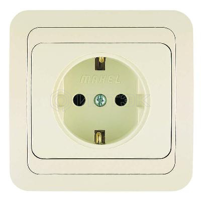 Розетка 1-м СП Mimoza 16А IP20 с заземл. керамика крем./крем. Makel 25008 изображение, фото