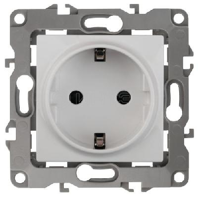 Розетка 1-м СП Эра12 12-2102-01 16А IP20 16AX 250В 2P+E Schuko защ. шторки механизм бел. Эра Б0014687 изображение, фото