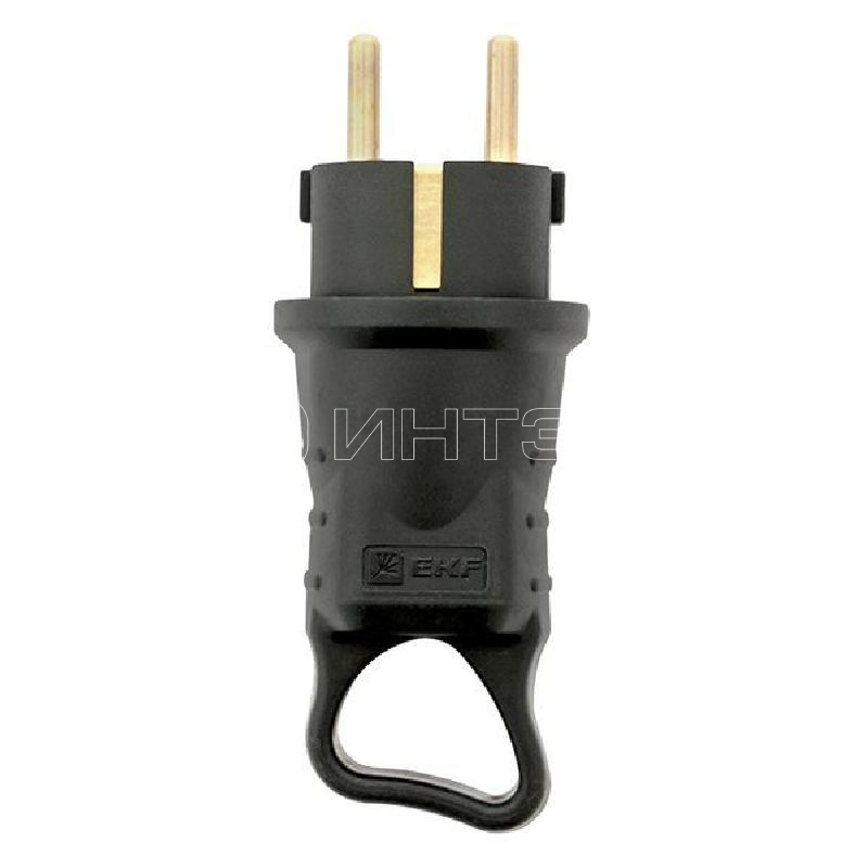 Вилка угловая 16А 2P+PE 230В IP44 с кольцом каучук Basic EKF RPS-017-16-230-44 изображение, фото