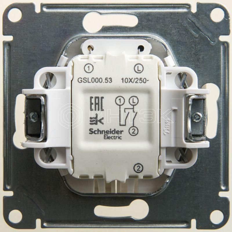 Выключатель 2-кл. СП Glossa 10А IP20 (сх. 5а) 10AX с подсветкой механизм перламутр.  Systeme Electric GSL000653 изображение, фото