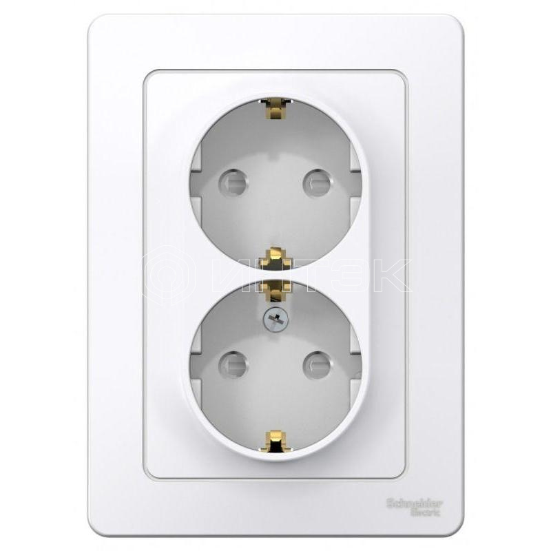 Розетка 2-м СП Blanca 16А IP20 250В с заземл. защ. шторки бел.  Systeme Electric BLNRS001121 изображение, фото