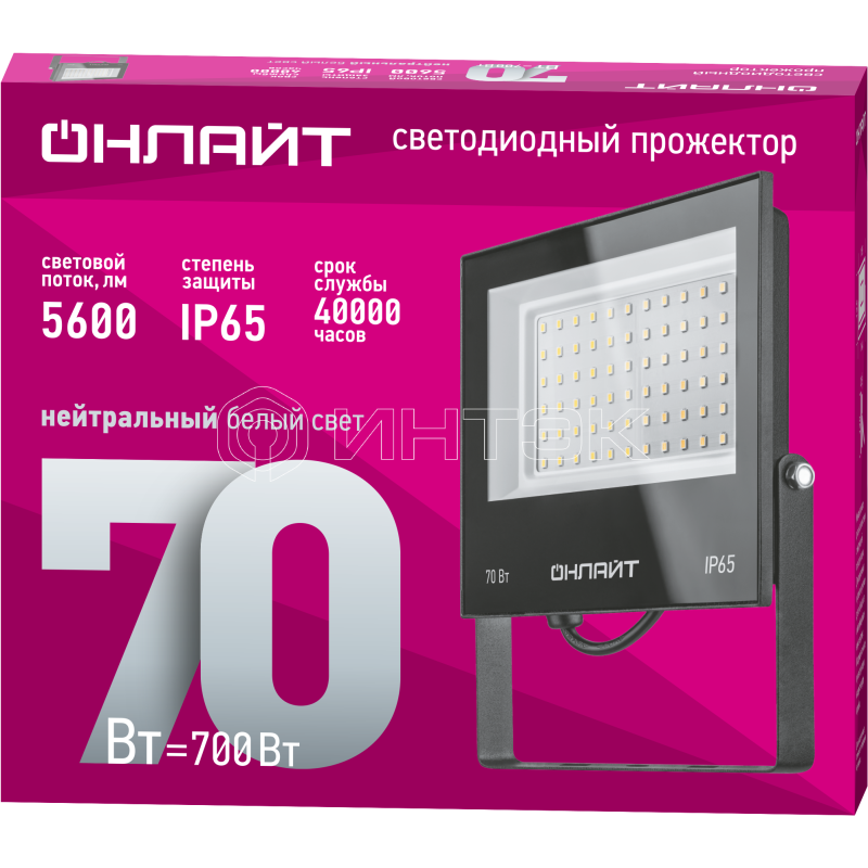 Прожектор светодиодный 90 550 OFL-70-4K-BL-IP65-LED 70Вт 4000К IP65 5600лм черн. ОНЛАЙТ 90550 изображение, фото
